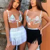 W-C-578A 2019 New Women Sexy Short Mini Tassels Skirt Beach Cover Up Skirts 8 Stocking Colors
