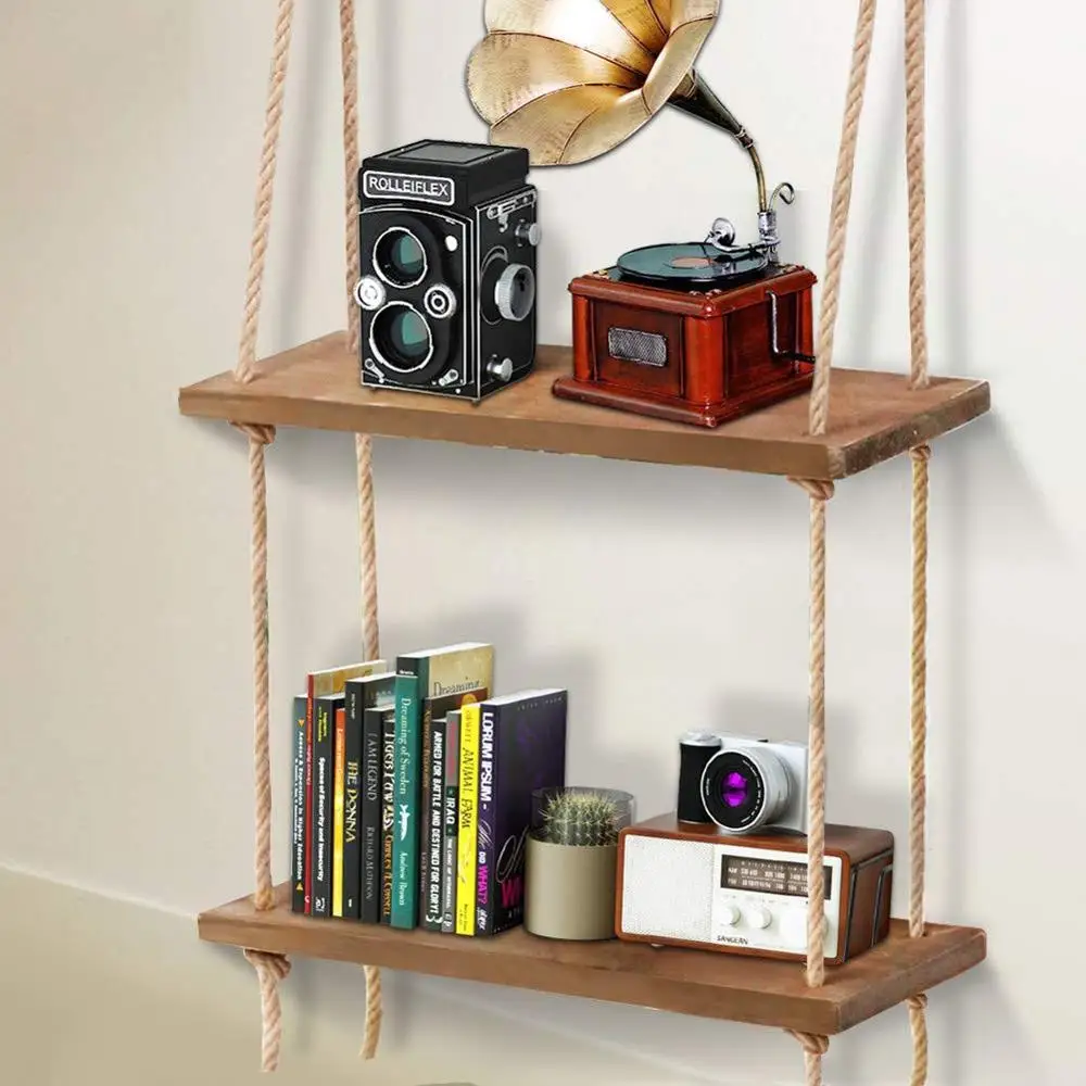 

Home organizer Rope hanging wall shelf, Beige, brown or as customer's requirement