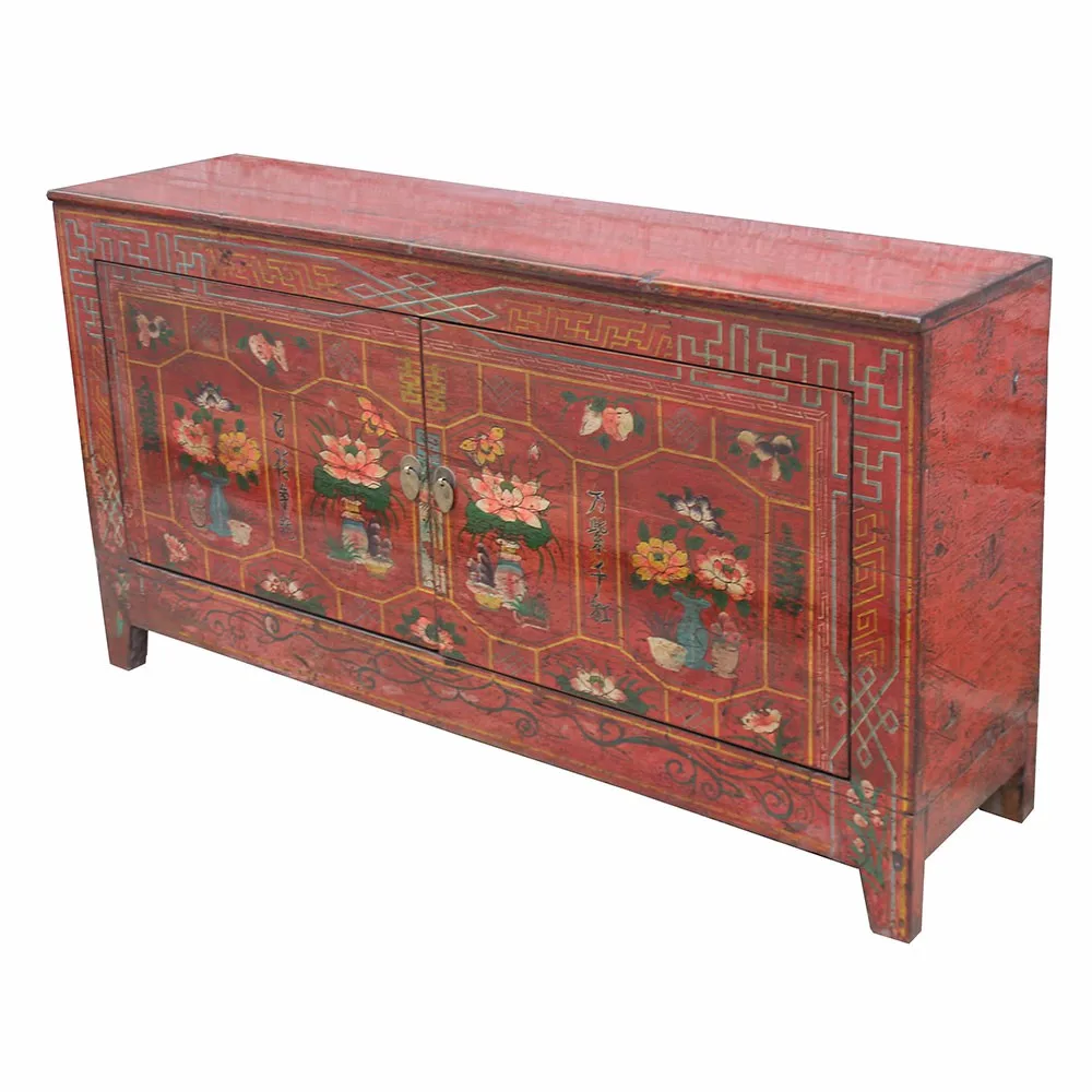 批发中国古董漆复制木制大堂餐具柜蒙古客厅家具