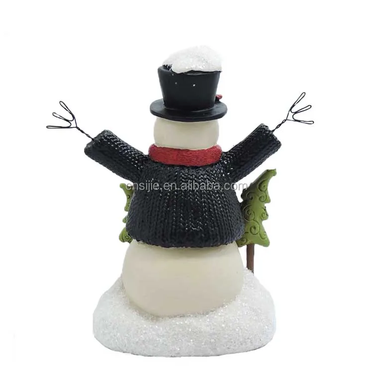 Top selling Life snow wonderful' snowman on base resin figure snowmen Christmas decoration supplies