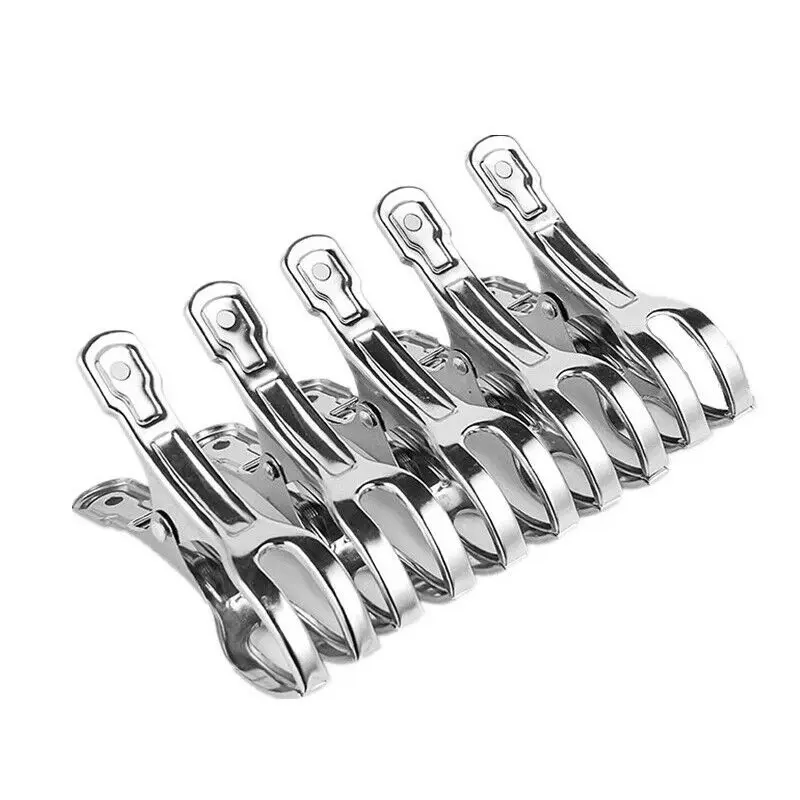 

Stainless Steel Clothes Pegs Hanging Pins Laundry Windproof Clips Hangers, Silver