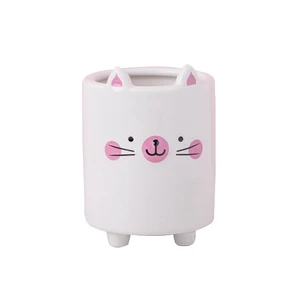 Image of Cartoon Cute Cat Shape Ceramic Animal Succulent Planter Flower Pot