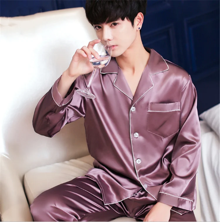 

Factory supply new design customizable short nightgown nightclothes sleepwear men pajamas for sleeping 100% silk boy pajamas, Red