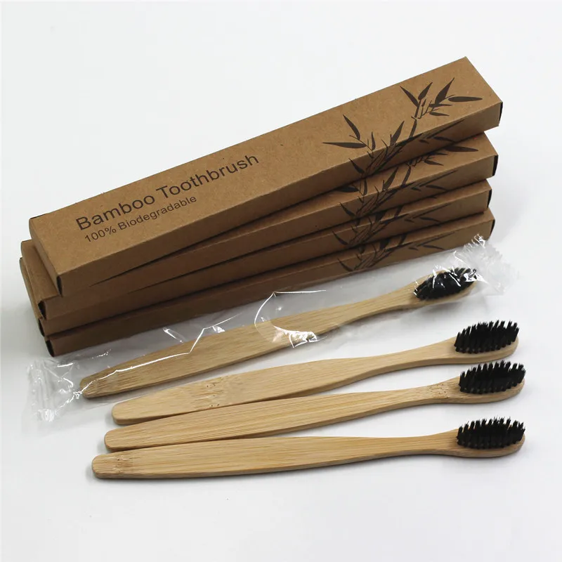 

Hotel Supplies Biodegradable Eco-Friendly Natural Bamboo Charcoal Toothbrush, Ergonomic, Soft BPA Free Bristles