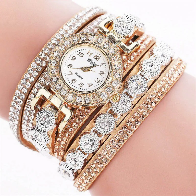 WJ-6695 China Watch Factory 3 Circles Wrap Bracelet Wrist Watch Women Fancy Hand Watch for Girls