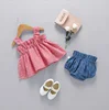 Checks Top and Shorts Outfits Baby Ruffle Fashion Clothes Children Clothing