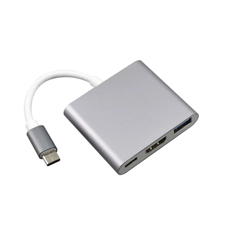 

RJC3026 customized laser logo 3in1 USB 3.1 Type C to HDMI USB 3.0 multiport adapter hub converter, Accept mix color aluminium silver gold for usb3.1 type c hub