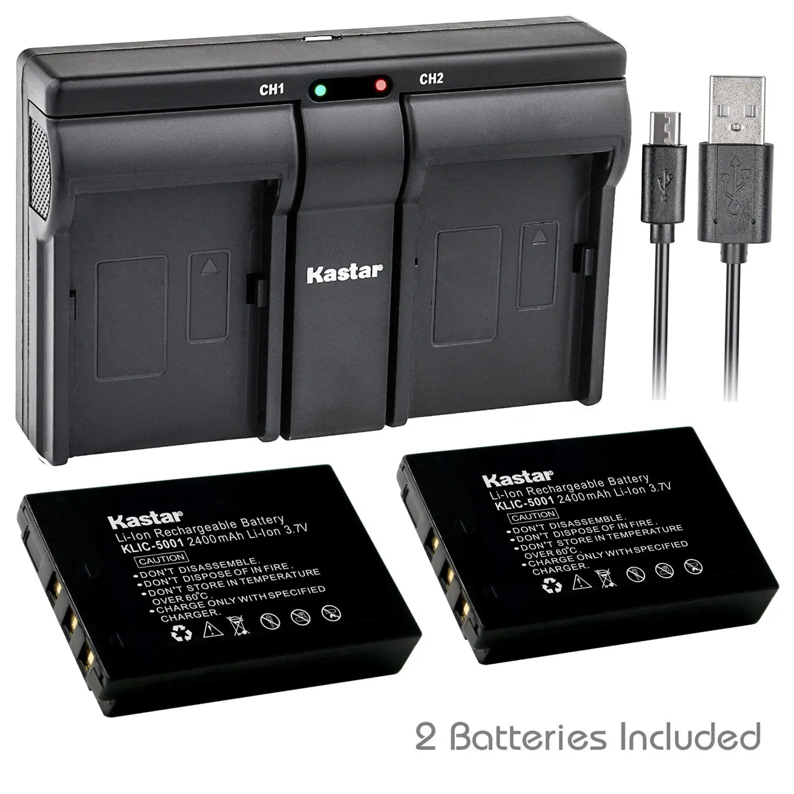 Get Quotations · Kastar 2x Battery + USB Dual Charger for Kodak KLIC-5001  and Easyshare P712 P850