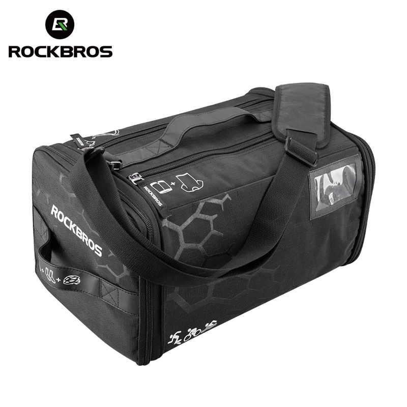 

ROCKBROS Waterproof Bike Bag Manufacturer Big Capacity Travel Bag Triathlon Sports Duffel Bag with Shoes Compartment, Black