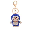 Luxury 3D rhinestone charm cartoon cat keychain, Japanese style Crystal anime gift souvenir Sparkling bag Charms Key chain