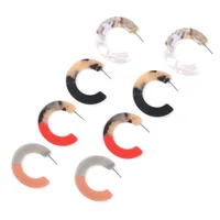 

New Arrival Custom Jewelry Double Tone Chunky Tortoiseshell Acrylic Acetate Earrings Statement 4.0CM Acrylic Hoop Earrings