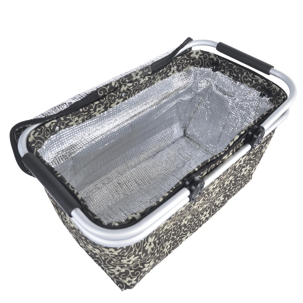 
Insulated food storage welcomed foldable picnic basket 