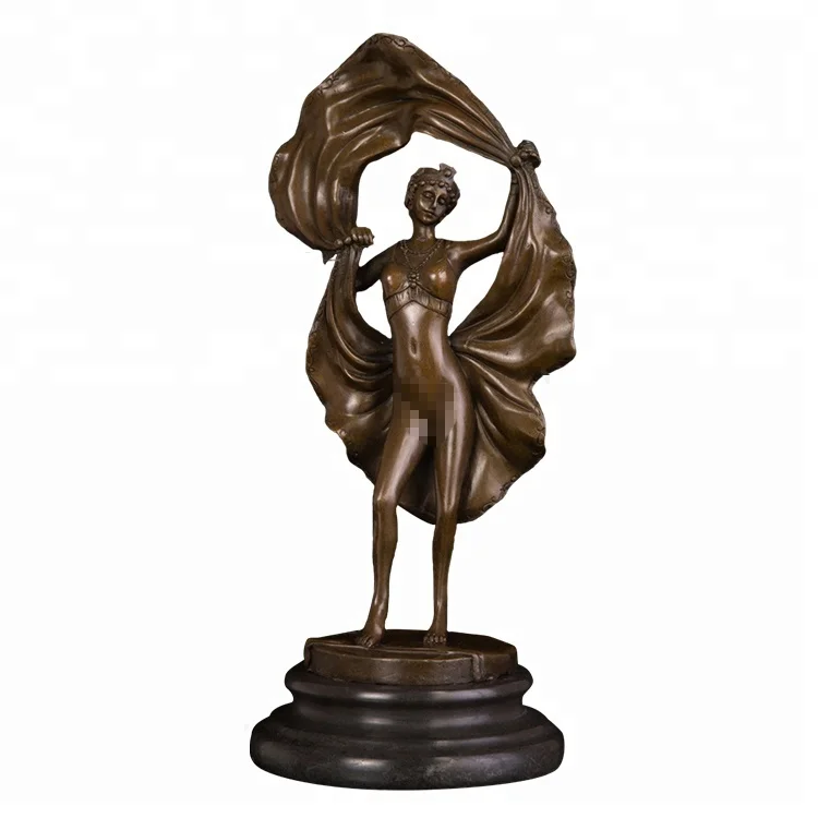 

DS-681 Female Dance with Ribbon Bronze Sculpture Modern Western Girl Statue Bronze Figurine Art for Decoration