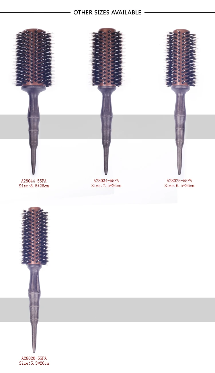 EUREKA A28034-55PA-B Professional Aluminum Tube With Boar Bristle And Nylon Pins Salon Round Hair Brush