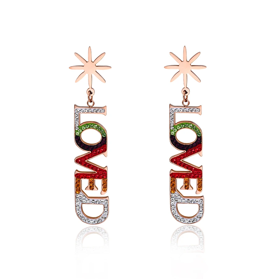 98356 XUPING brand stainless steel fashion drop earrings with love word