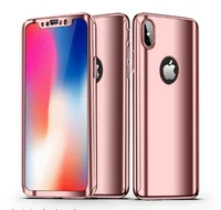 

Hot for iphone x full cover screen protector and case, electroplating mirror cover for iphone x 360 degree case