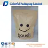 Big capacity Custom stand up zipper kraft paper bag for dry food with smile face