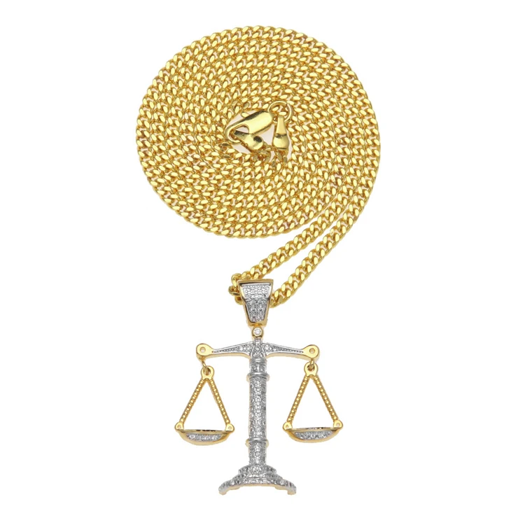 

Fashion Hiphop Copper Zircon Balance Scales 18K Gold Plated Pendant Necklace, N/a