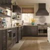 Shaker style solid wood gray lacquer painted contemporary kitchen cabinet