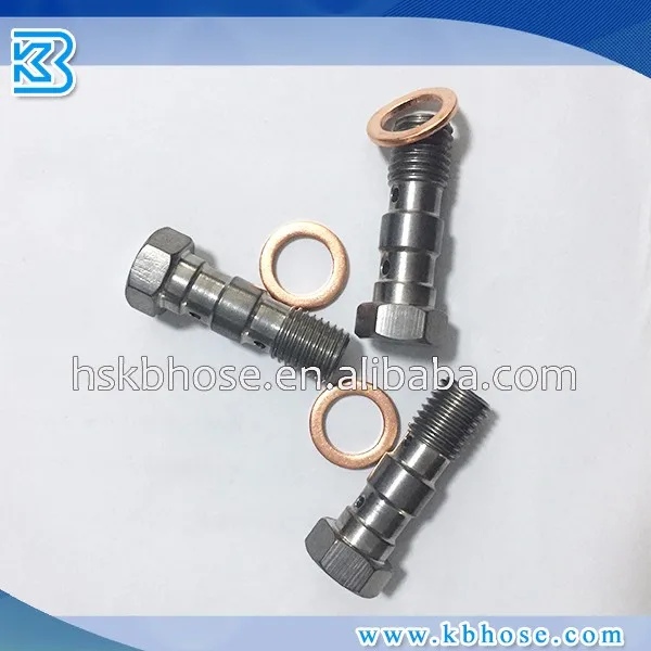 M10*1 M10*1.25 An3 Hex Washer Banjo Bolts With Copper Washers For Oil