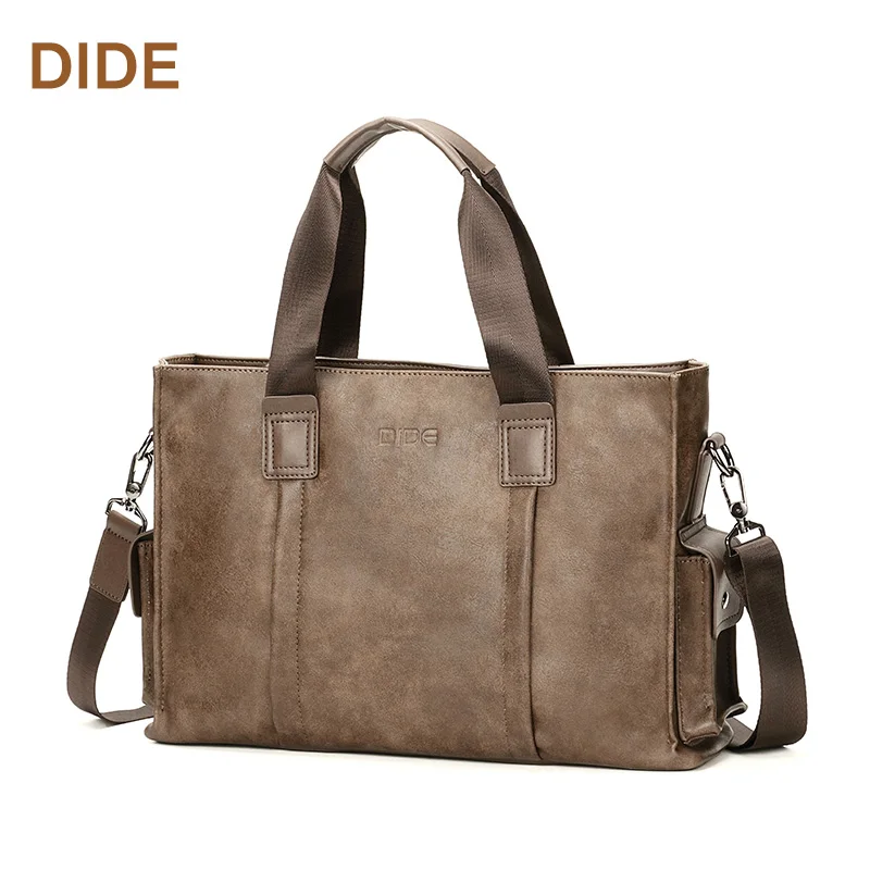 

DIDE brand custom conference hand bags men pu leather hand bags, Khaki/ custom available