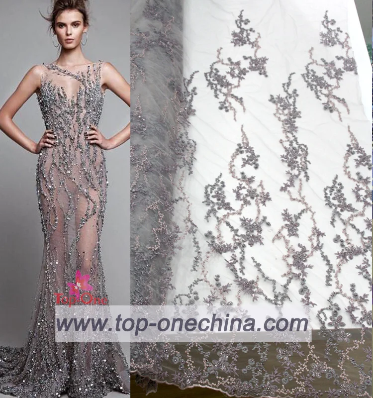Luxury 3D beaded wedding lace bridal beading  embroidery french lace fabric