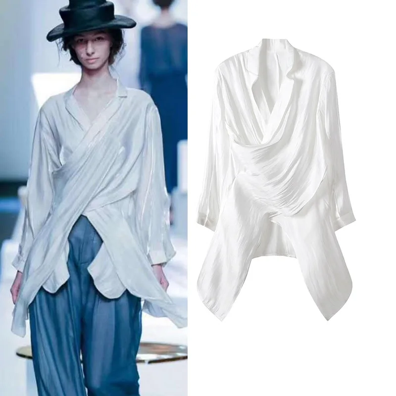

Fashion Strapless V Neck Cross Woman Spring Autumn Bandage Shirt Bubble Sleeve Ladies Sexy office white Shirts Tops soft blouse