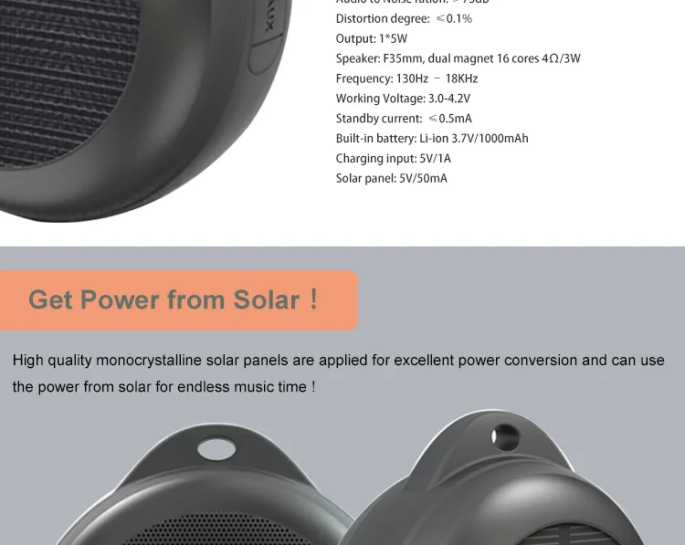 Solar Panel Charging Bluetooth Mini Bike Speaker
