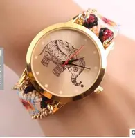 

WIIPU New Godbead Elephant Woven Fabric Gold Chain Quartz Watch Women Casual Relogio Feminino Watches Ladies Wristwatch Pink