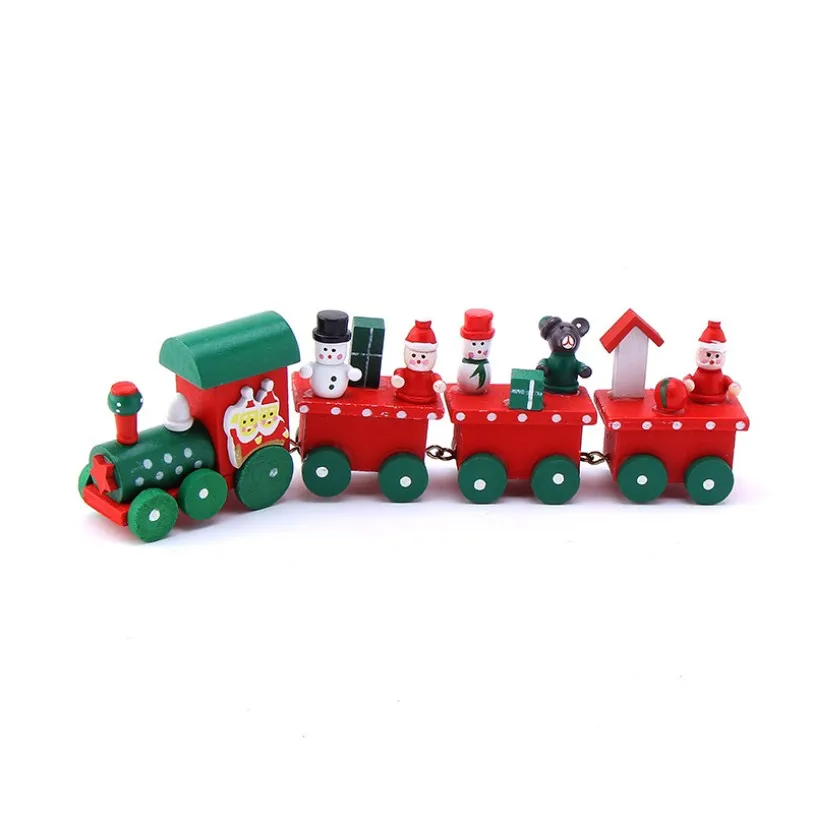 New Wooden Small Christmas Train Set Toy Creative Wood Gift Toys For