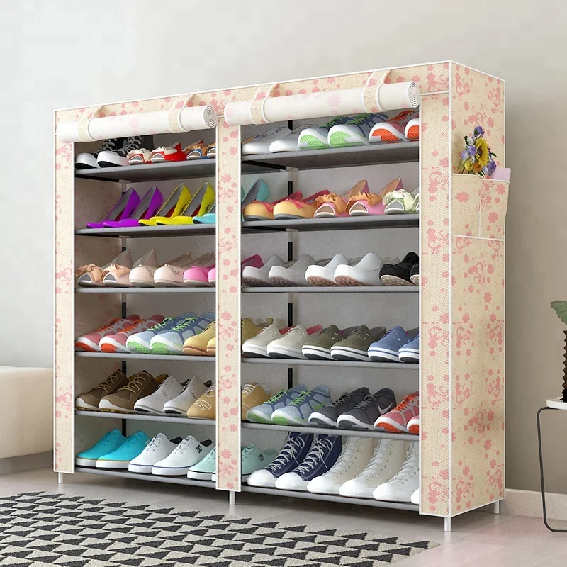 
large capacity shoes storage cabinet double rows 6 tiers 36piars shoes organizer rack 