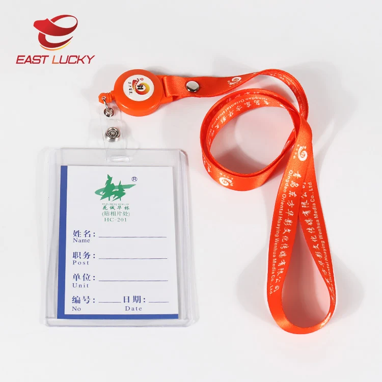 Flat Id Lanyard With Retractable Badge Reel And Heavy Duty Clear Vertical Id Card Name Badge 4285