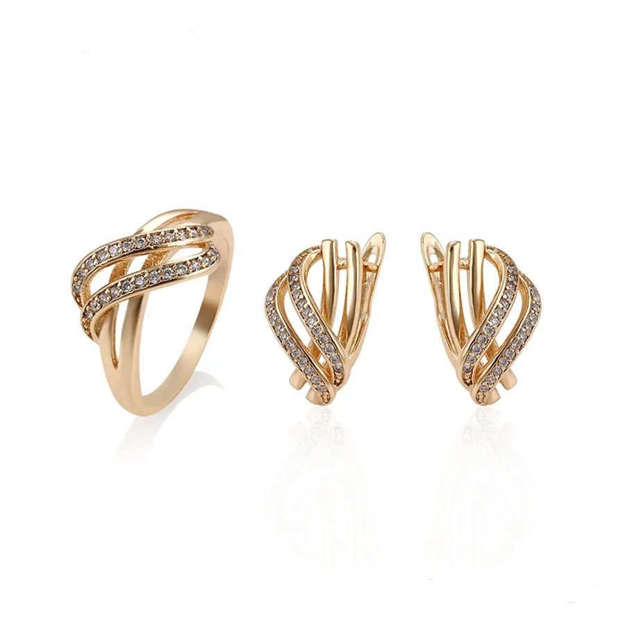 

64672 Xuping alloy material modern design fashion Jewelry set, 18k gold color