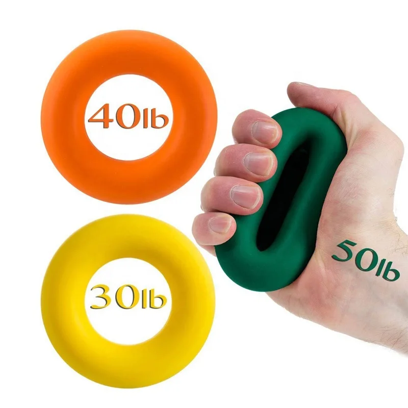 

Muscle Power Training Rubber Ring Exerciser Strength Finger Silicone Hand Grip, Green;blue;orange