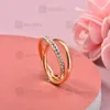 BAOYAN Simple Design Rose Gold/Gold/Silver Plated Cubic Zircon Double Stainless Steel Cross Ring