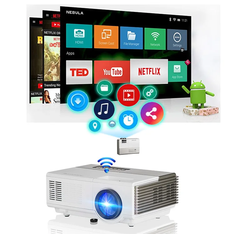 

Best selling CAIWEI A3AB android wifi blue tooth portable led multimedia mini video projector hdmi