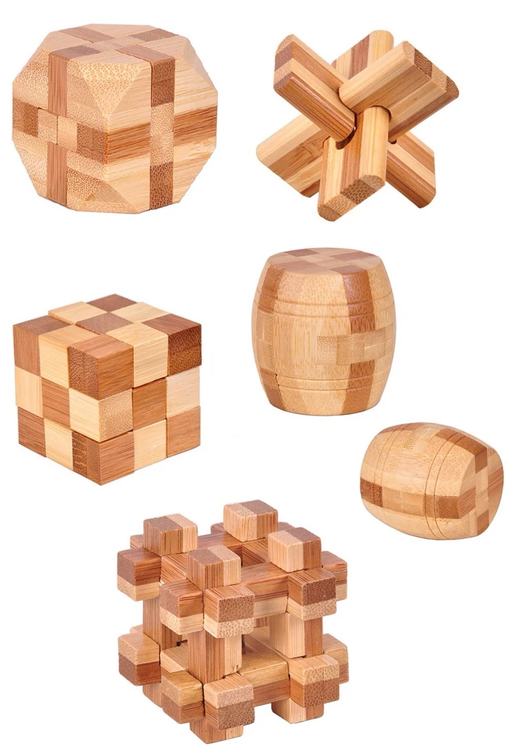 Boutique Wisdom Wooden Bamboo Kongming Lock Toy Cube Toy Anti Stress ...