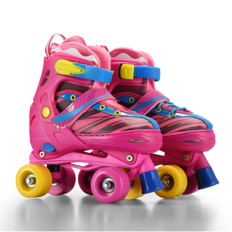 

Hot selling children PVC Outsole and 54*32mm PVC/PU Wheel flashing skate patines kids QUAD Roller Skating, Pink blue