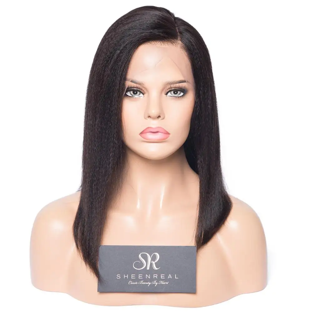 

SHEENREAL Yaki Bob13x6 Brazilian Human Hair Lace Front Wigs Real Pre Plucked with Baby Hair