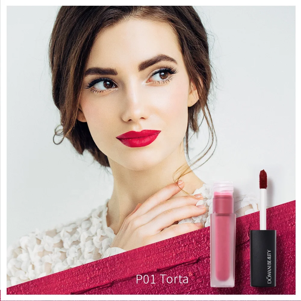 DOMANI matt Free Sample holographic vegan nude lip gloss waterproof vegan nude jelly cosmetics makeups liquid lipstick lipgloss