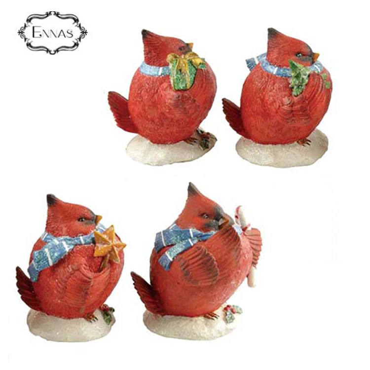 Resin Red Auerbach Cardinal Bird figurines for Christmas decoration