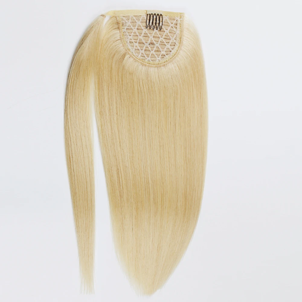 

Blonde brazilian human hair drawstring ponytail extensions for white women