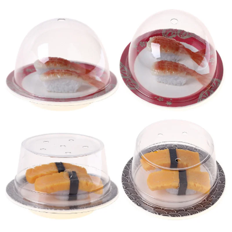 

4 different designs stock goods with lid japanese sushi plastic plates, Custom or our stock goods