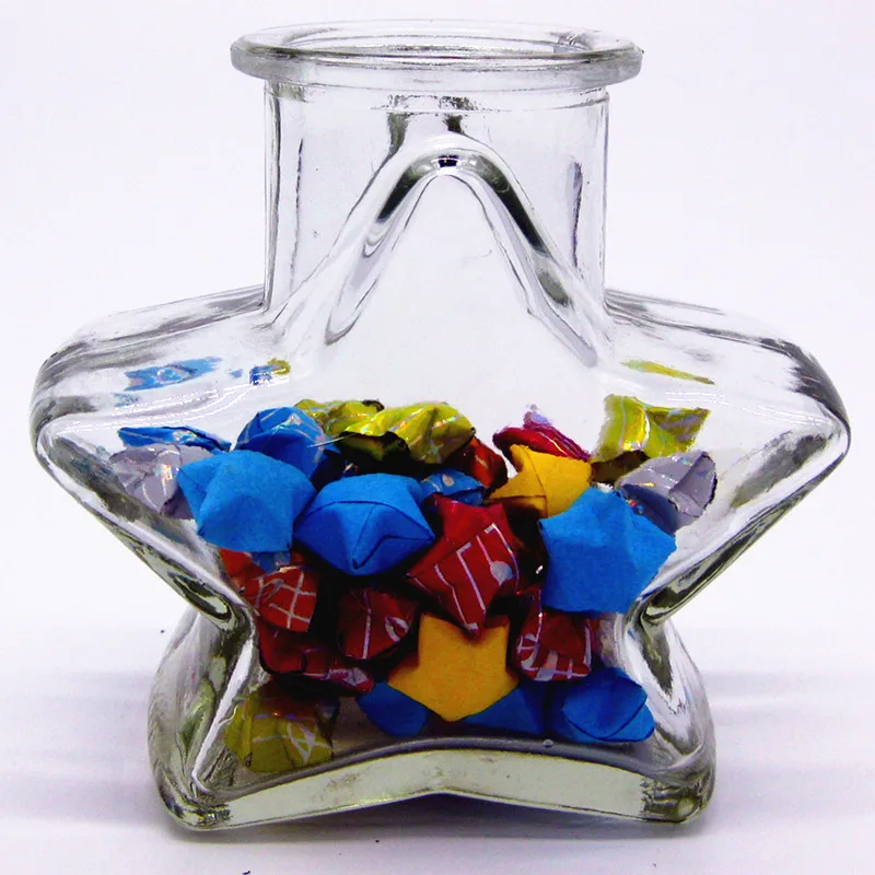 star shaped borosilicate glass jar with cork lid