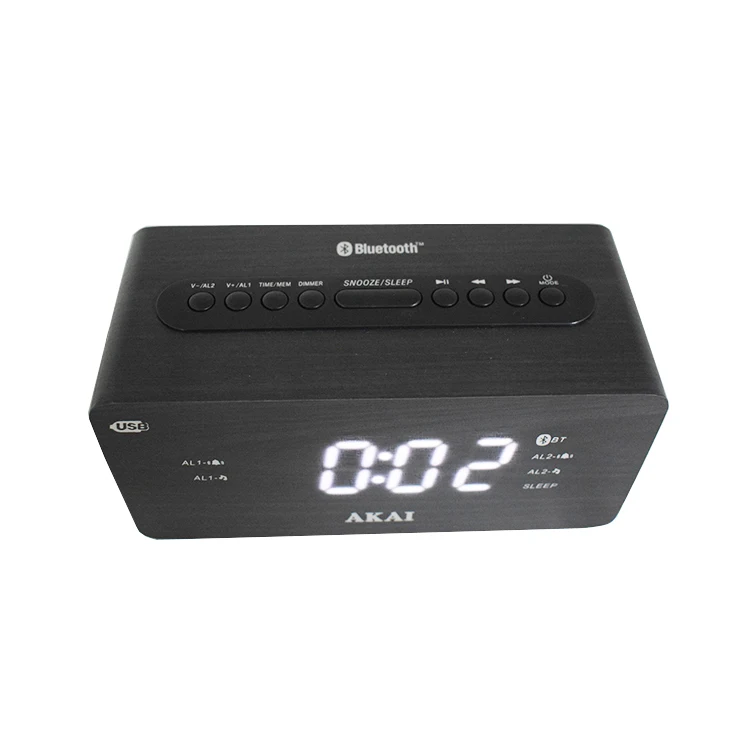 Cr121 Digital Alarm Clock With Wood Radio Usb Mp3 Player Bt Wireless