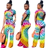 2019 Wholesale Women Trousers Casual Long Pants Women Colorful Painting Clothing Two Piece Sets