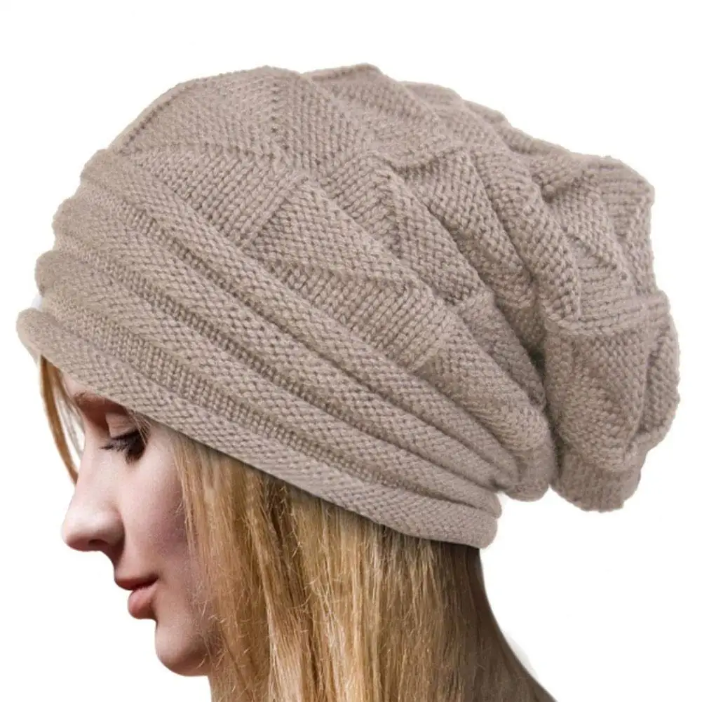 iBelly Pleated Cuffed Pullover Women's Cap Ladies' Autumn and Winter Skiing Wool Cap Outdoor Women's Knit Cap