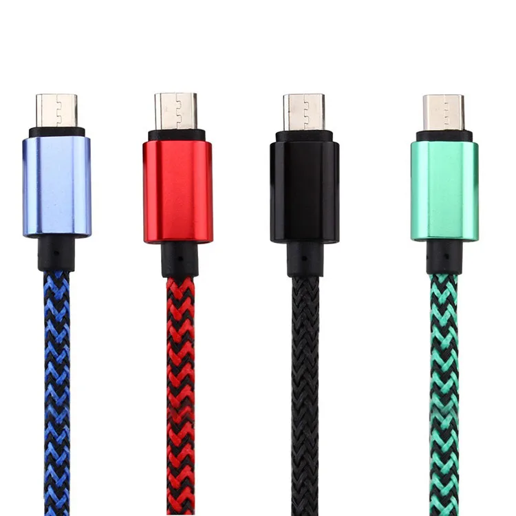 

Colorful Metal Micro Braided Usb Charging Cable For Samsung S8 For Iphone 8, Red;gold;green;blue;white;black