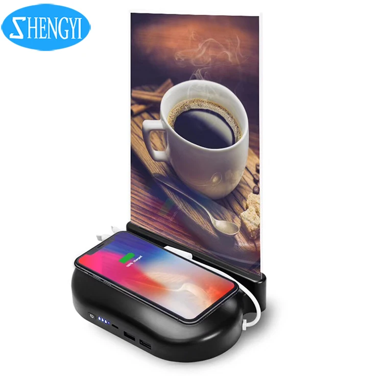 

Qi Wireless Charger 20000mAh Menu Powerbank Charging Stations For Restaurants