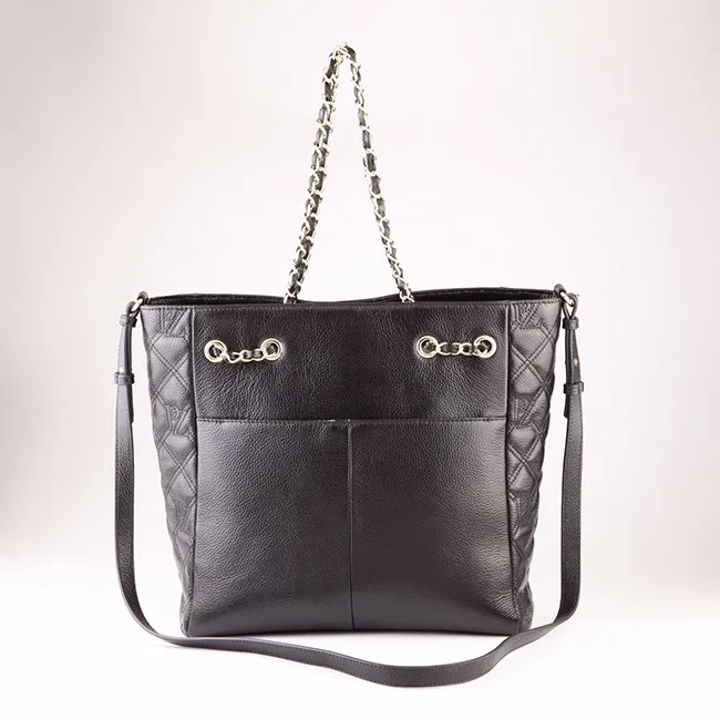 5154-New arrival design high end logo embroidery soft leather tote bags